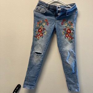 Embroidered zara jeans